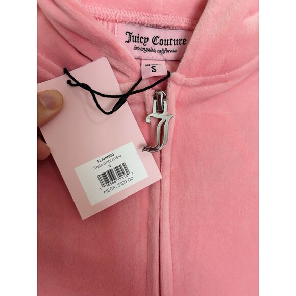Juicy Couture Velour Tracksuit Set Hoodie Pants Rhinestone Logo Flamingo Pink S - Picture 6 of 7